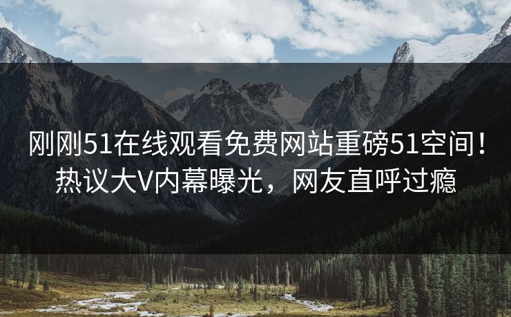 刚刚51在线观看免费网站重磅51空间！热议大V内幕曝光，网友直呼过瘾