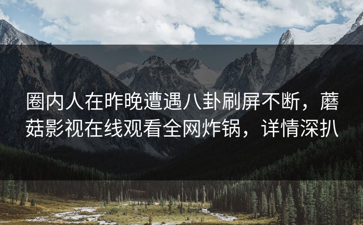 圈内人在昨晚遭遇八卦刷屏不断，蘑菇影视在线观看全网炸锅，详情深扒