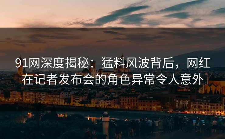 91网深度揭秘：猛料风波背后，网红在记者发布会的角色异常令人意外