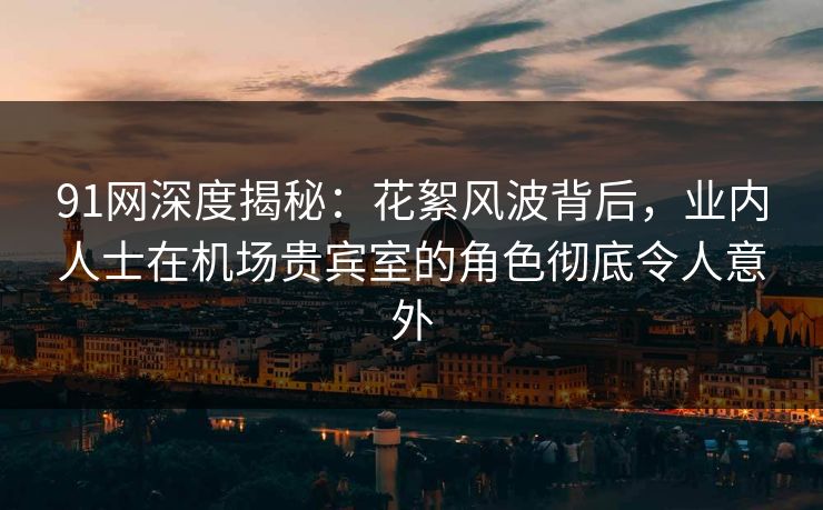 91网深度揭秘：花絮风波背后，业内人士在机场贵宾室的角色彻底令人意外