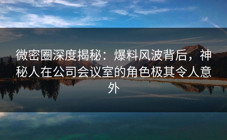 微密圈深度揭秘：爆料风波背后，神秘人在公司会议室的角色极其令人意外